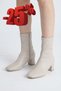 Daily Women's Stretch Heeled Boots with Blunt Toe and Zipper, Flexible