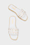 Women's Short Heeled Slippers with Metal Look Accessories and Single Strap - 2