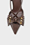 Nancie Mid-Heeled Metal Studded Bow Open-Back Women's Shoes - 2