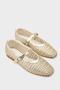Marnia Buckle-Strapped, Blunt-Toe, Straw-Look Women's Ballerinas
