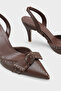 Gisela Mid-Heeled Metal Studded Bow Open-Back Women's Shoes - 4