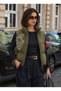 Silver Leaf Embroidered Green Bomber Puffer Vest