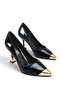Amor Patent Leather Slim Gold Toe Detail Custom Design 7.5 cm Heel Elegant Women's Stiletto