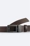Men's Brown 100% Leather Rectangular Buckle Belt B009301 - 2