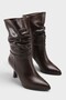Lilia Patent Leather Look Pointed Toe High Heeled Drawstring Side Zipper Casual Stylish Women's Boots - 2