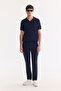 Men's Navy Blue Polo Collar Buttonless Textured Regular Fit Knitwear T-Shirt A61Y5044 - 6