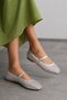Marnia Buckle-Strapped, Blunt-Toe, Straw-Look Women's Ballerinas