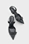 Gisela Mid-Heeled Metal Studded Bow Open-Back Women's Shoes - 6
