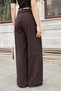 Women's Honeycomb Velvet High Waist Pleated Palazzo Trousers with Pockets-Brown - 6
