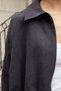Women's Crush Cupra Collared Zippered Long Sleeve Waist Pleated Coat-Black - 5