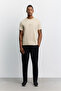 Men's Beige Crew Neck Cotton Easy-Iron Regular Fit T-Shirt A62Y1022 - 6