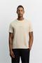 Men's Beige Crew Neck Cotton Easy-Iron Regular Fit T-Shirt A62Y1022