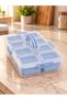 Blue 8-Compartment Lidded Breakfast and Snack Storage Box with Removable Containers and Carrying Handle - 4