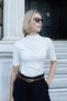 Women's Half Fisherman Shoulder Pleated Above Elbow Sleeve Blouse-Cream - 5