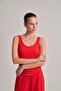 Thick Strap Tank Top Red One Piece - 4