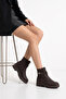 Women's Buckle-Strapped Thick Sole Zippered Chelsea Boots Brown - 5