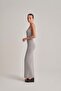 Women's Backless Strappy Long Dress Gray Melange Single Item Maxi Length Summer Dress - 4