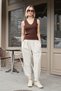 Women's Lycra Stretchy Knitwear V-Neck Camisole Body Blouse-Brown - 3