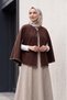 Shepherd's Stitched Pocketed Cashmere Poncho -Brown - 4