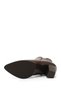 Women's Brown Antique Zippered Pointed Toe Genuine Leather Boots - 6