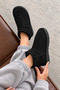 Bugi Women's Black Suede Fur Lined 2.5 cm Thick Sole Daily Winter Boots - 2