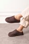 Doxi Brown Plush Fur Inside Thick Sole Suede Winter Home and Outdoor Slippers - 2