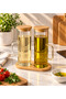 18 cm Lavino 3 Piece 400 ml Borosilicate Oil Pot - Bamboo Base and 2 Glass Oil Pots - 4