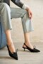 Women's Carry Lace Detail Low Heel Shoes - Black Suede - 2