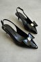 Women's Tesla Short Heeled Bow Tie Shoes - Black-Patent Leather