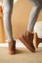 Women's Pastor Fur Short Boots - Tan-Leather - 6