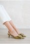 Women's Cupe Thin Short Heeled Shoes - Green - 4