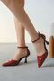 Women's Mikey Thin Heeled Shoes - Burgundy-Patentate - 4