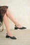 Women's Monaco Low Heel Shoes - Polka Dot-Black - 2
