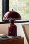 Luna Tulip Table Lamp with Burgundy Metal Body - 25 cm - Bedroom Lighting - Decorative Table Lamp - 2