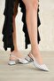 Women's Mely Buckle Short Heeled Shoes - Polka Dot-White - 3