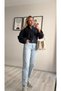 Gabardine Short Jacket with Belt at the Waist - 3