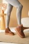 Women's Pastor Fur Short Boots - Tan-Leather - 5