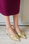 Women's Sides Bow Tie Detailed Low Heel Shoes - Gold