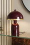 Luna Golden Lampshade with Burgundy Metal Body - 25 cm - Living Room Lighting - Decorative Table Lamp
