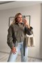 Gabardine Short Jacket with Belt at the Waist - 4