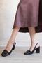 Women's Jine Corner Toe Square Buckle Heeled Shoes - Black-Patent Leather - 2