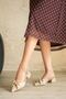 Women's Trom Bowtie Detail Short Heeled Shoes - Tan-Patent Leather - 2