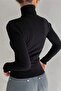 Unisex Dark Black Premium Cotton Turtleneck Camisole Ribbed Slimfit Turtleneck Sweater - 6