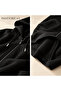 Unisex Black Zippered Hooded Cardigan 100% Cotton 3 Yarns Seasonal/Winter - 4