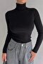 Unisex Dark Black Premium Cotton Turtleneck Camisole Ribbed Slimfit Turtleneck Sweater - 5