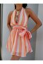 Halter Neck Side Tie Chiffon Dress - 3