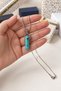 Prism Turquoise Natural Stone Necklace 45cm with Steel Chain 2.1X2.5Cm Turquoise Natural Stone Pendant Gift Necklace - 2