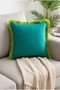 Green Background, Green Tassels 43X43Cm 1 Piece Square Throw Pillow Cover