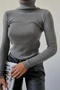 Anthracite Grey Premium Cotton Turtleneck Camisole Raster Slimfit Turtleneck Sweater - 4
