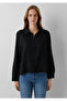 Embroidery Detailed Black Shirt Loose Fit / Relaxed Comfortable Cut 1211655-900 - 4